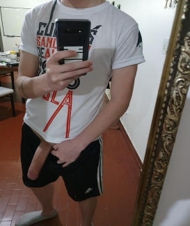 Big cock out of shorts