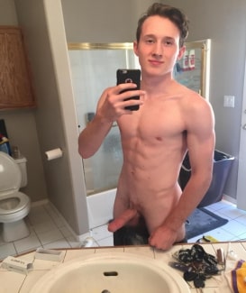 Cute boy with erected penis