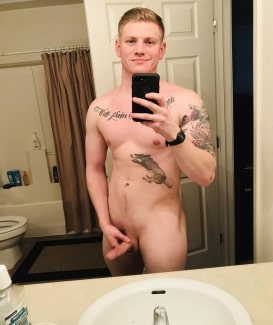 Nude stud with cut cock
