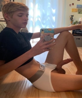 Twink with a big cut cock