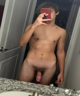 Mirror boy with a hairy dick