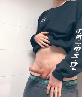 Boy showing hard cock