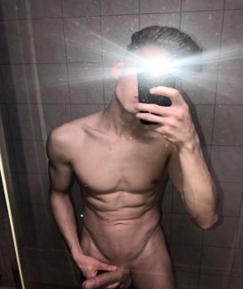 Muscle boy with shaved cock