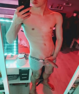 Selfie boy with shaved cock
