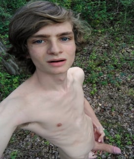 Shaved cock boy outdoors