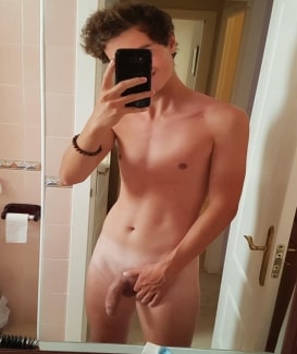 Boy with a shaved soft cock