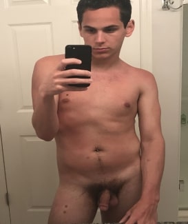 Selfie boy with hairy cock