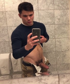Thick hard cock out of the pants